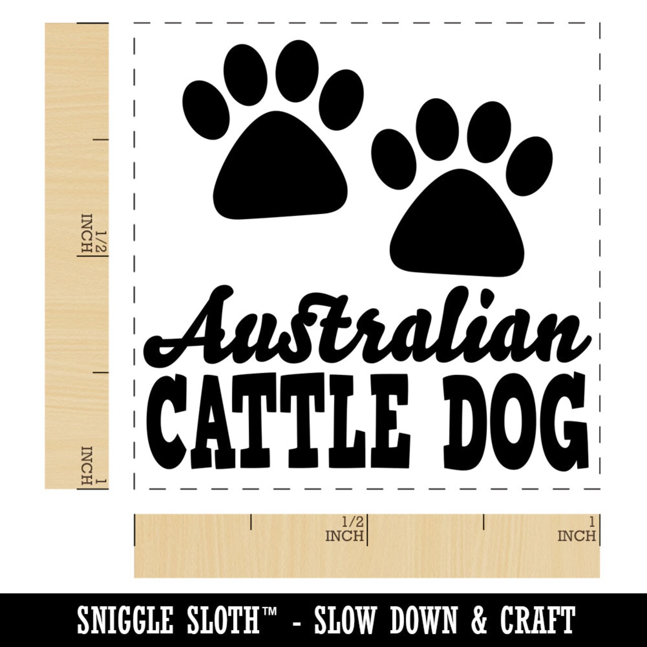 Australian Cattle Dog Paw Prints Fun Text Self-Inking Rubber Stamp Ink Stamper